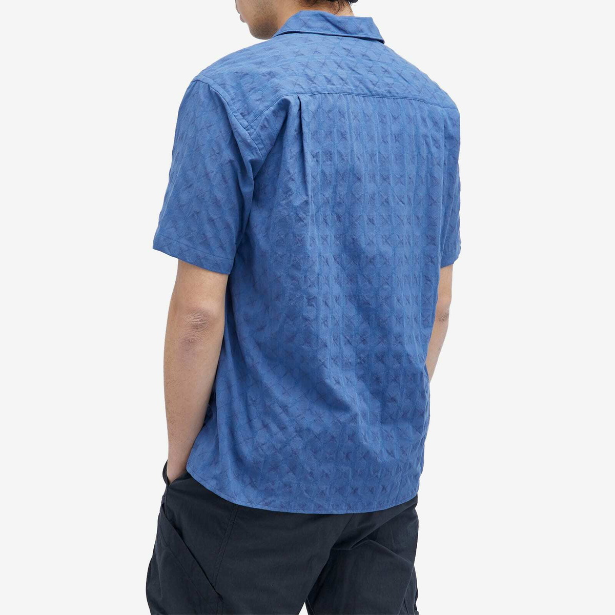 Gitman Vintage Men's Japanese Ripple Jacquard Camp Shirt in Blue