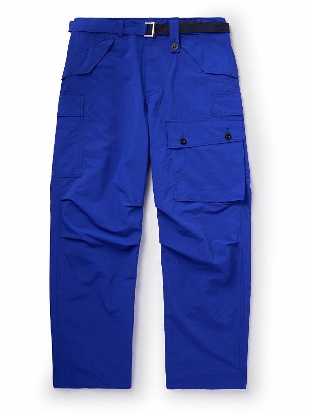 Photo: Sacai - Straight-Leg Belted Shell Cargo Trousers - Blue