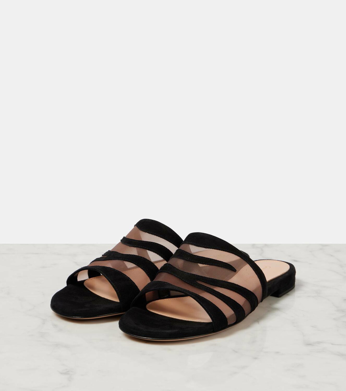 Gianvito Rossi Suede and mesh slides