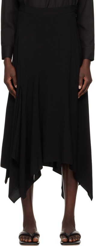 Photo: Y's Black Asymmetric Midi Skirt