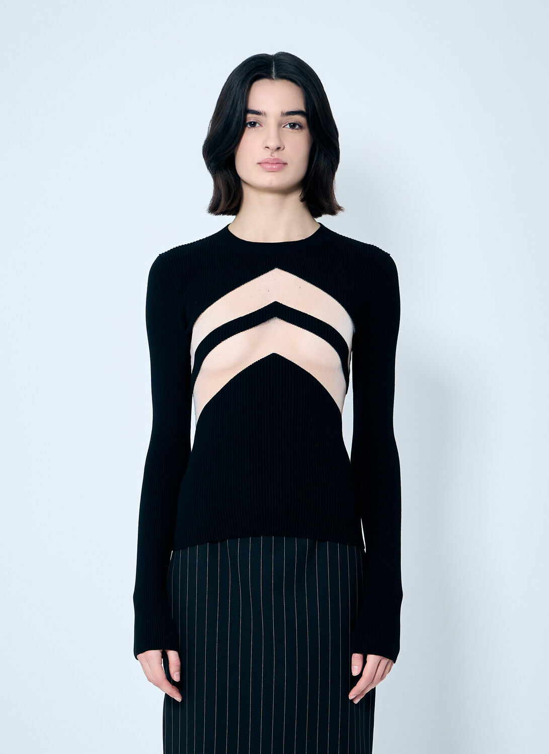 Jean Paul Gaultier Rib Sweater With Transparent Panels