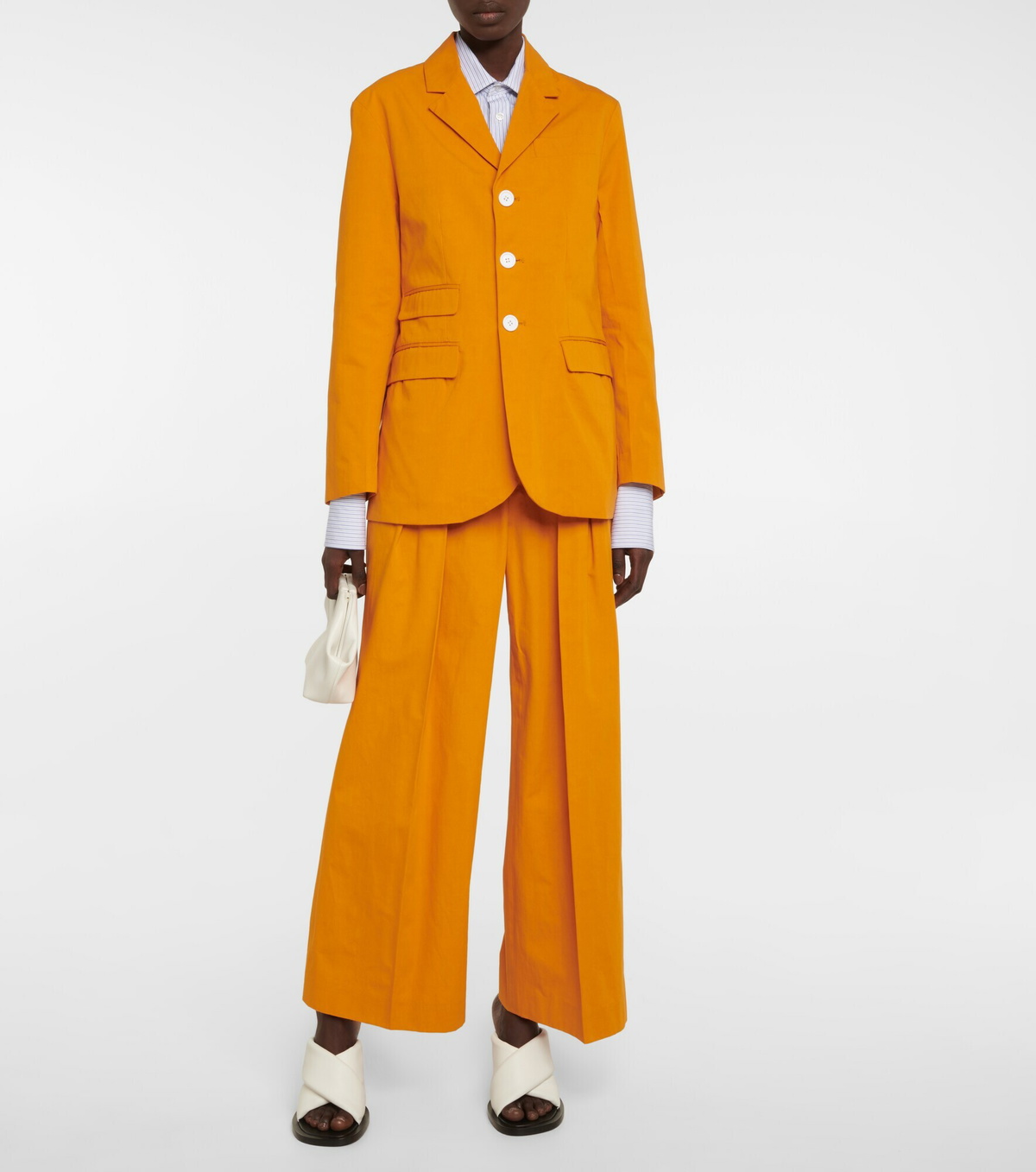 Plan C - Cotton high-rise wide-leg pants