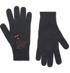 Fendi - Bag Bugs Appliquéd Wool Gloves - Men - Gray