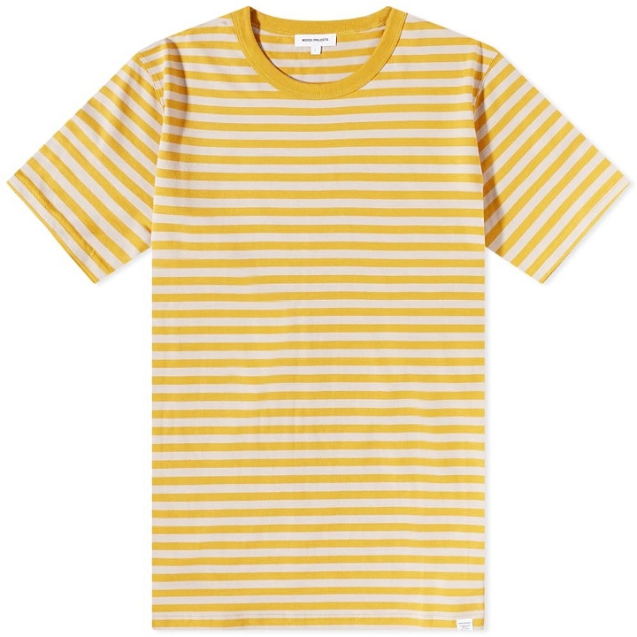 Photo: Norse Projects Men's Niels Classic Stripe T-Shirt in Turmeric Yellow