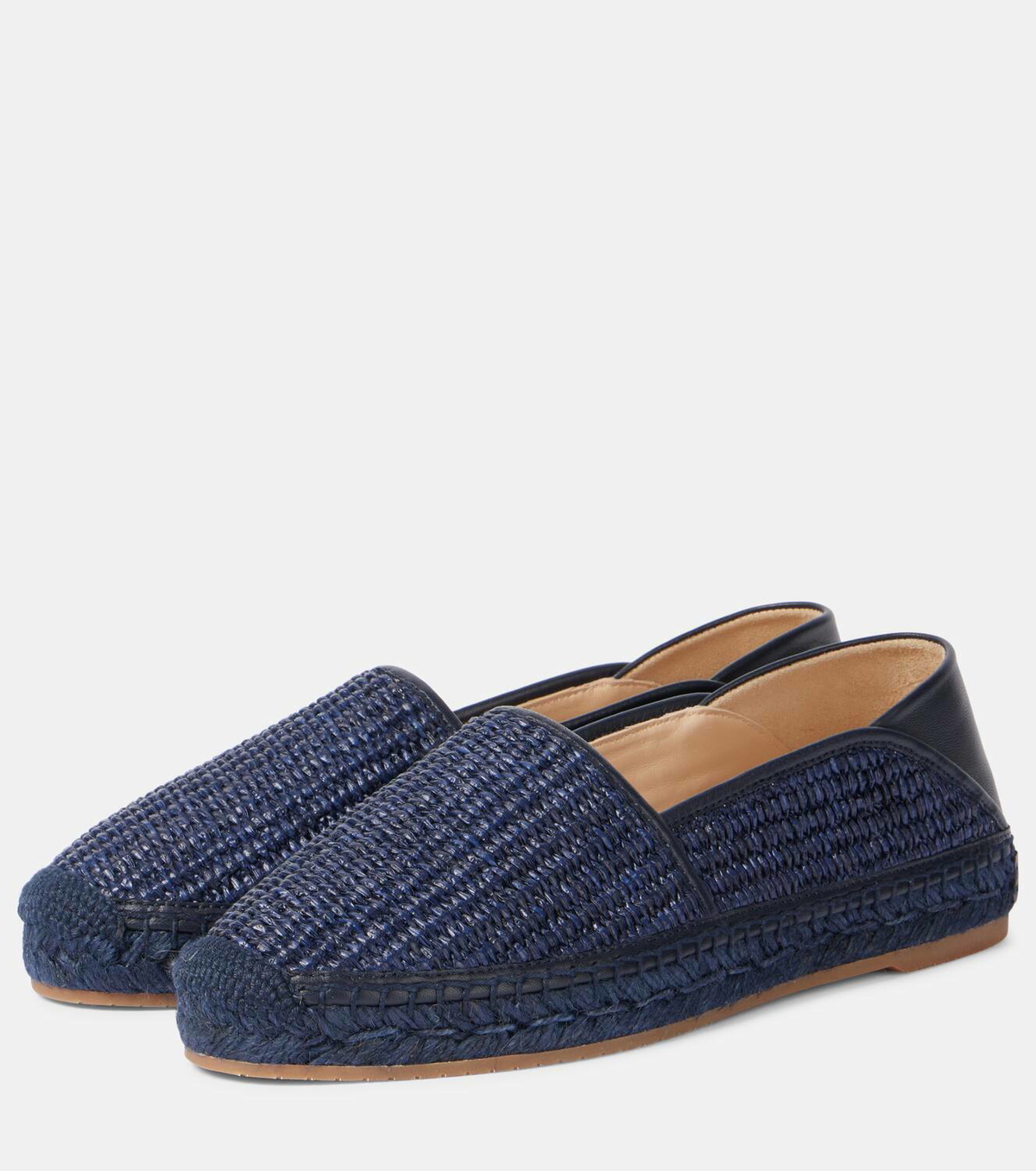 Manolo Blahnik Espadra leather-trimmed raffia espadrilles