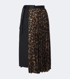 Sacai Paneled leopard-print midi skirt