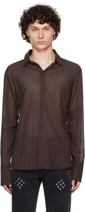 Photo: Ludovic de Saint Sernin Brown Slim Shirt