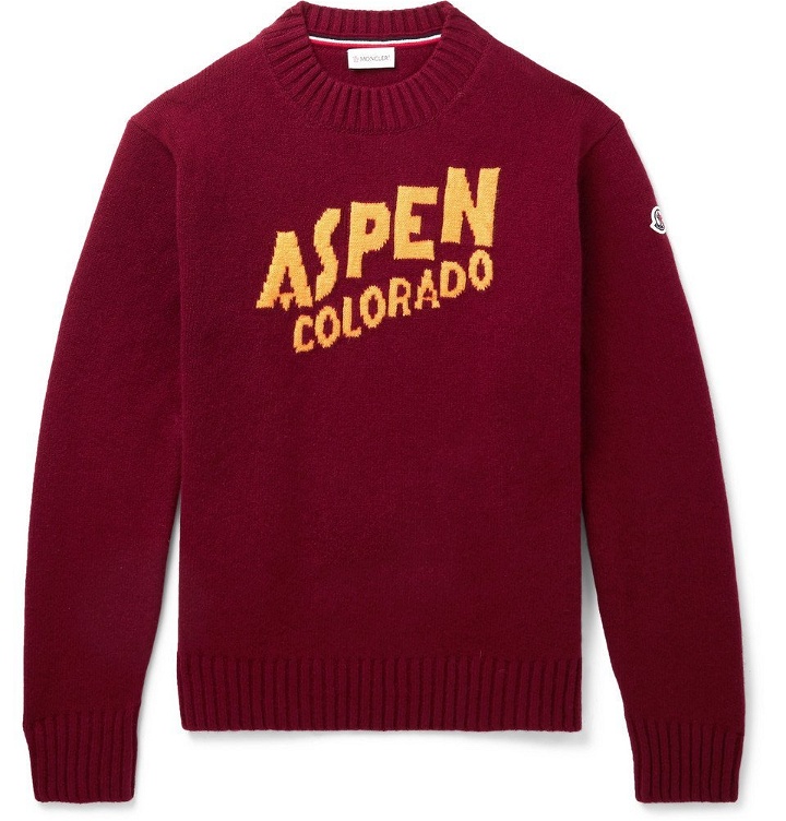 Photo: Moncler - Intarsia Wool-Blend Sweater - Men - Burgundy