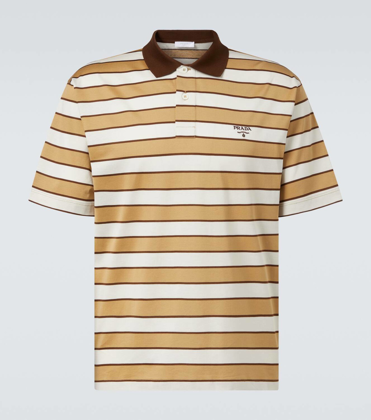 Prada tricolor polo shirt プラダ ポロシャツ Prada logo-embroidered Wool Polo Shirt | Blue | FARFETCH