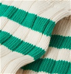 The Workers Club - Varsity Striped Combed Cotton-Blend Socks - White