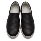 Bottega Veneta Black Maxi Intrecciato Slip-On Sneakers