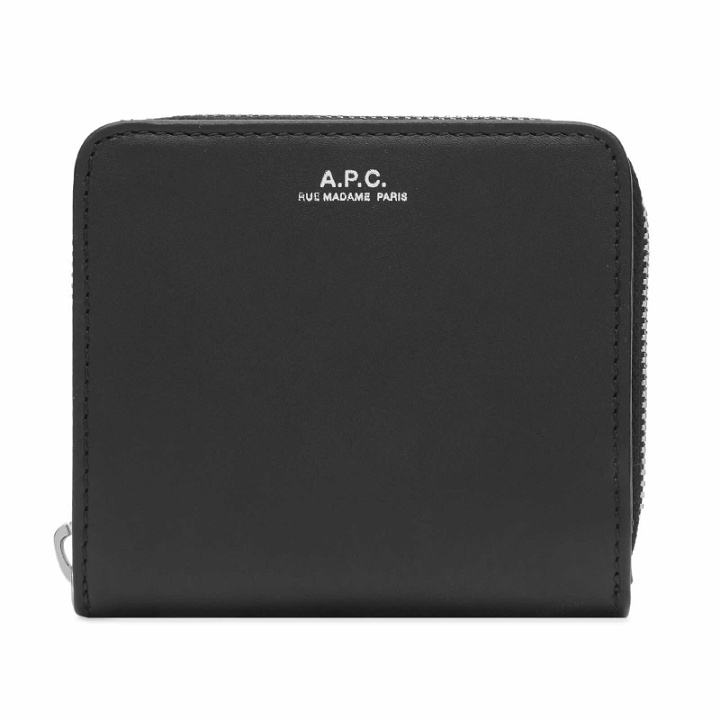 Photo: A.P.C. Men's Compact Emmanuel Zip Wallet in Black 