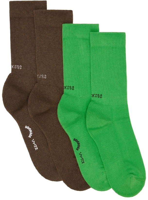 Photo: SOCKSSS Two-Pack Brown & Green Socks