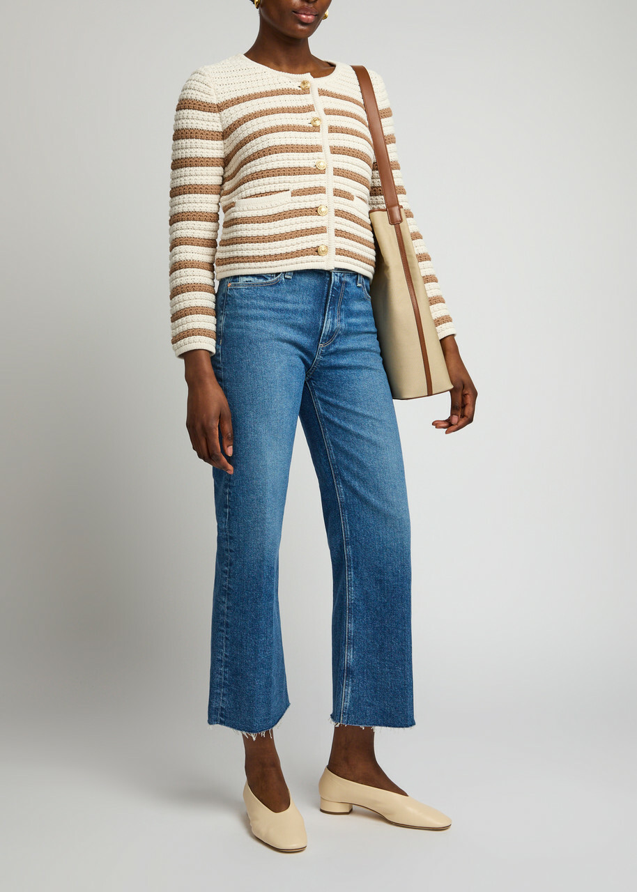 Paige Oberon Striped Cotton-blend Cardigan Stripe