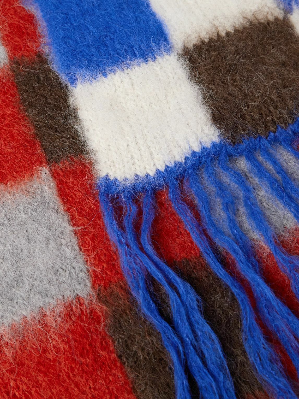 The Elder Statesman - Thistle Fringed Checked Brushed Alpaca-Blend Scarf