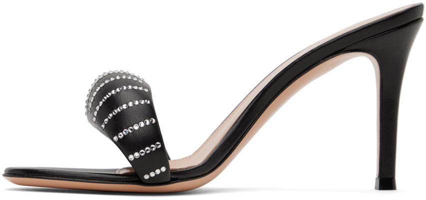 Gianvito Rossi Black Bijoux Crystal Heeled Sandals