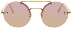 Versace Gold Rimless Round Sunglasses