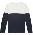 Onia - Kevin Colour-Block Linen and TENCEL-Blend Sweater - Blue