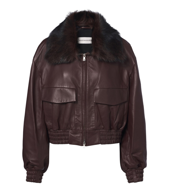 Photo: Nour Hammour Shearling-trimmed leather blouson jacket