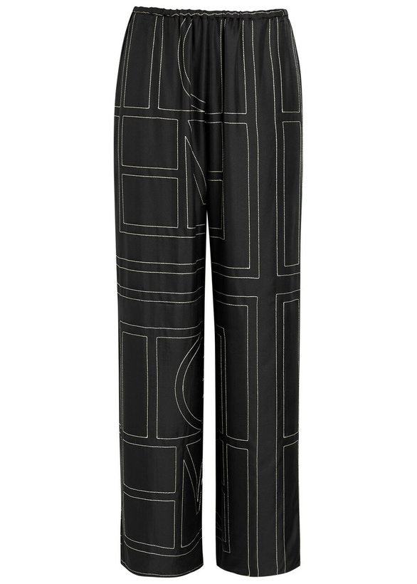 Photo: Toteme Logo-embroidered Silk-satin Trousers Black