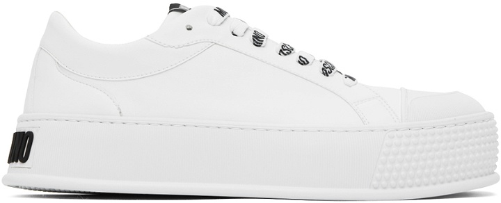 Photo: Moschino White Faux-Leather Sneakers
