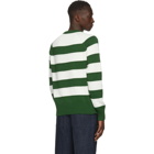 AMI Alexandre Mattiussi Green and White Striped Rugby Sweater