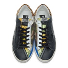 Golden Goose Black and Multicolor Snake Camouflage Superstar Sneakers