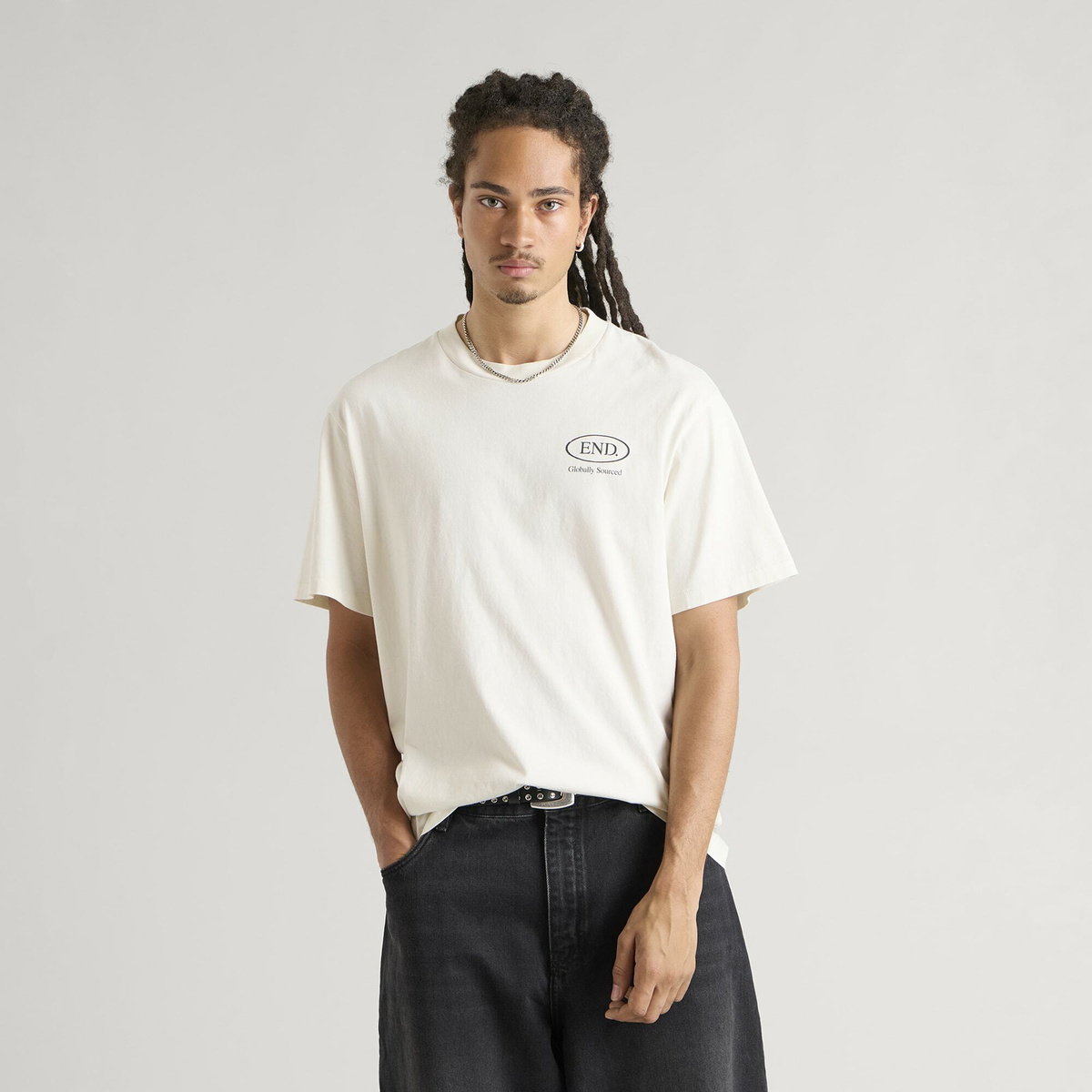 END. Worn Established T-shirt in Smoke White
