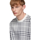 Thom Browne Navy and White Shadow Check Jacquard Sweatshirt