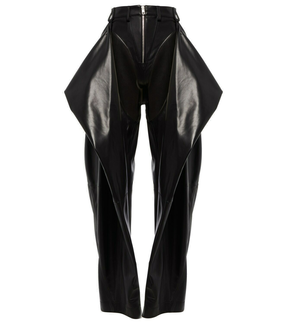 Mugler - High-rise cutout leather pants Mugler