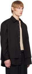 Youth Black Layered Faux-Suede Shirt