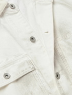 Neighborhood - Corduroy-Trimmed Paint-Splattered Denim Jacket - White