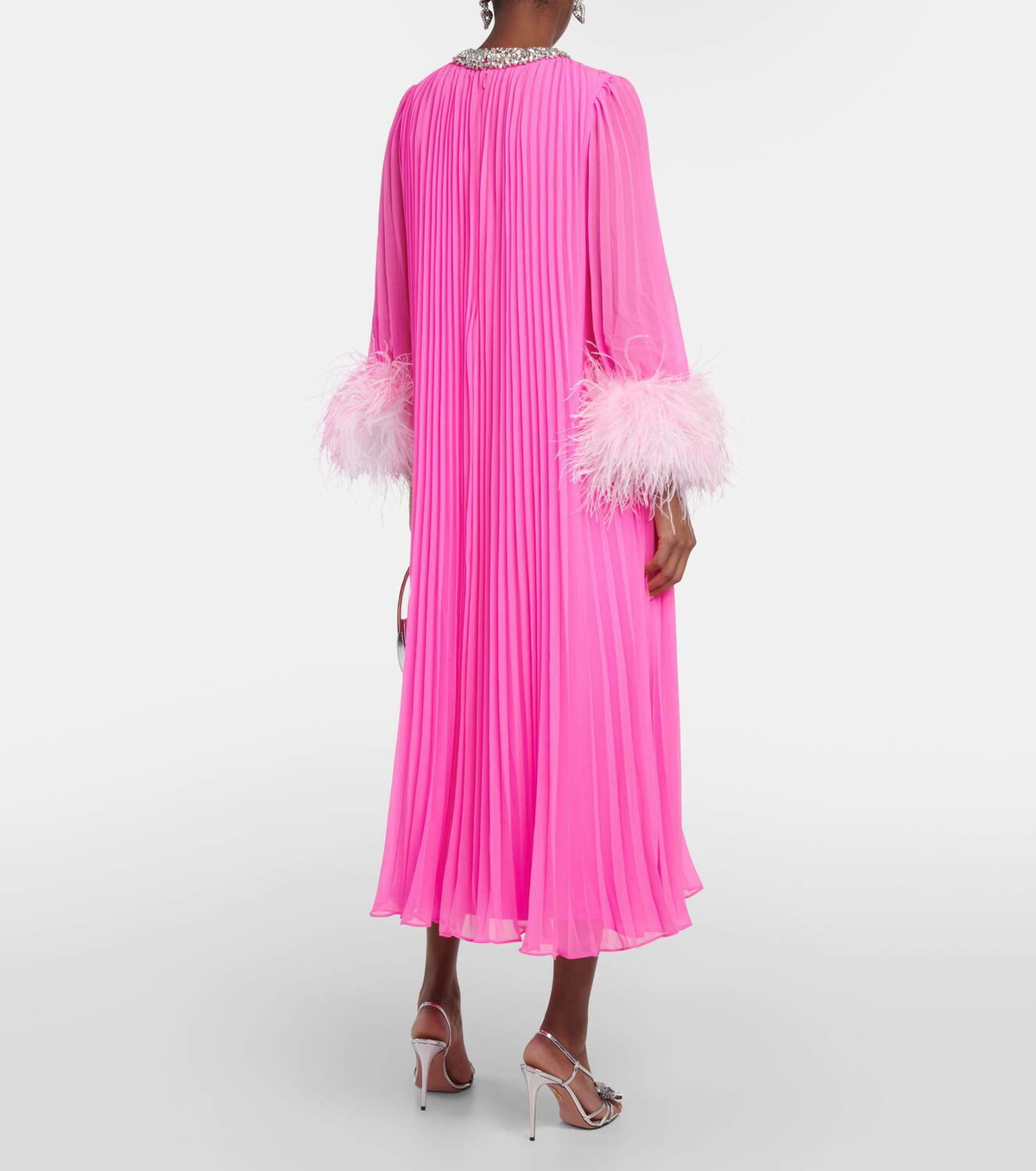 Self-Portrait Feather-trimmed chiffon maxi dress Self-Portrait
