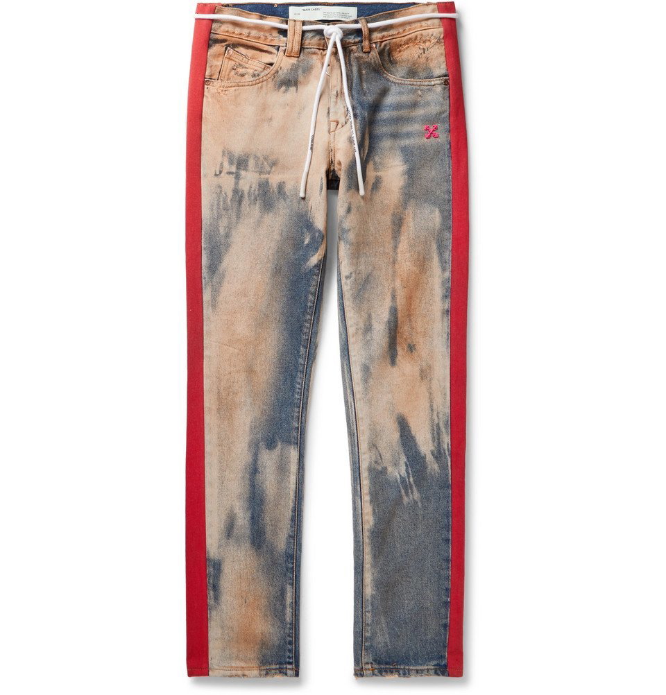 Off-White - Slim-Fit Striped Bleached Jeans - Blue Off-White