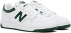 New Balance White & Green 480 Sneakers