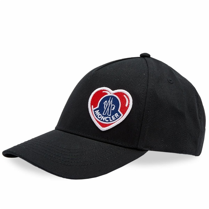 Photo: Moncler Men's Heart Logo Baseball Cap in Black