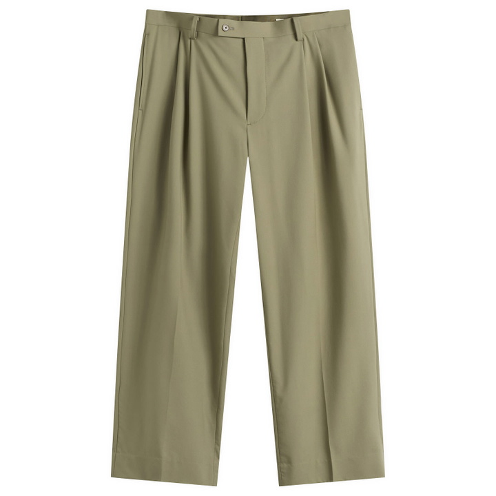 Photo: Auralee Men's Tropical Wool Trousers in Light Khaki