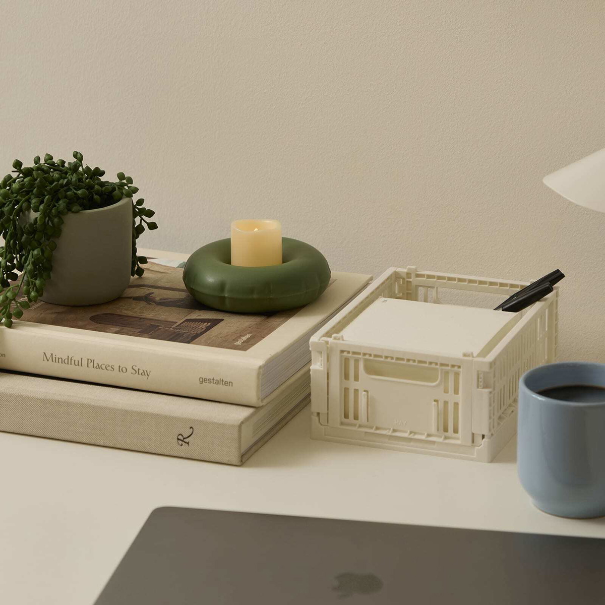 Home Studyo Moby Tealight Holder in Moss Green 