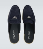 Prada Logo suede slippers