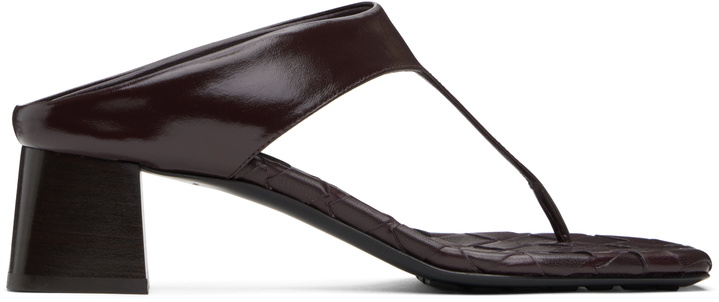 Photo: Bottega Veneta Burgundy Marella Thong Heeled Sandals
