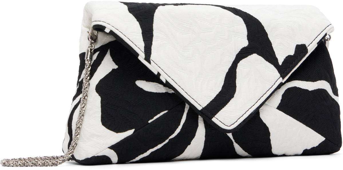 Dries Van Noten Black & White Envelope Large Floral Clutch