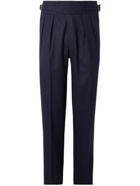 Rubinacci - Manny Slim-Fit Tapered Pleated Wool-Flannel Trousers - Blue