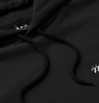 A.P.C. - JJJJound Logo-Embroidered Loopback Cotton-Jersey Hoodie - Black