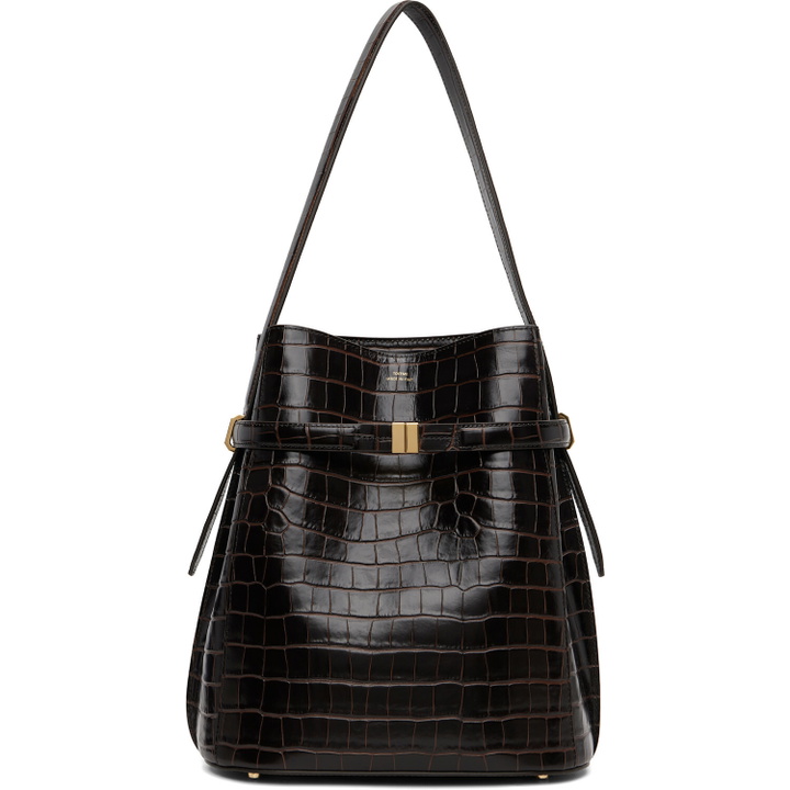 Photo: TOTEME Brown Belted Croco-Embossed Bucket Bag