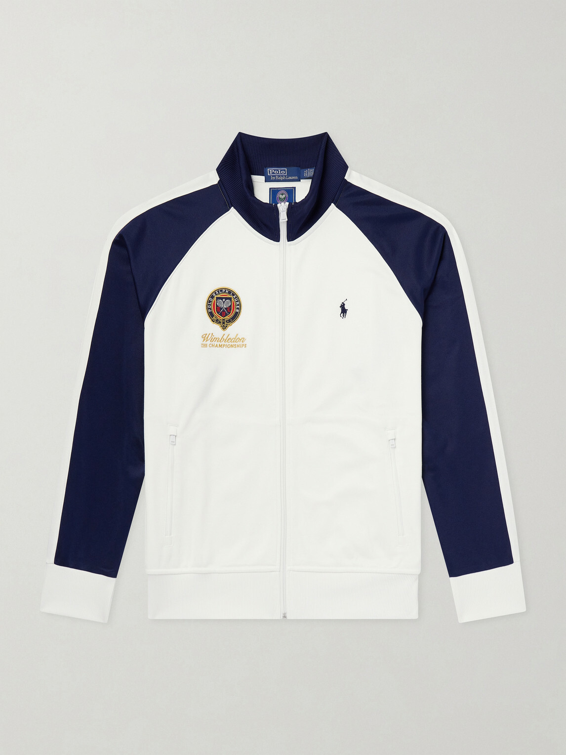 Polo Ralph Lauren - Wimbledon Logo-Embroidered Cotton-Blend Piqué Zip-Up Sweatshirt - White