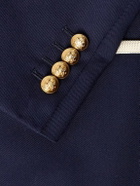 CELINE - Slim-Fit Logo-Appliquéd Piped Wool-Twill Blazer - Blue