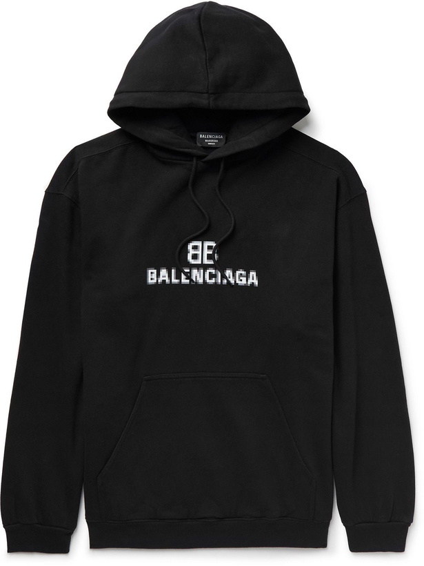 Photo: Balenciaga - Logo-Print Cotton-Jersey Hoodie - Black