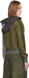 Andersson Bell Green Color Blocked Knit Zip Hoodie