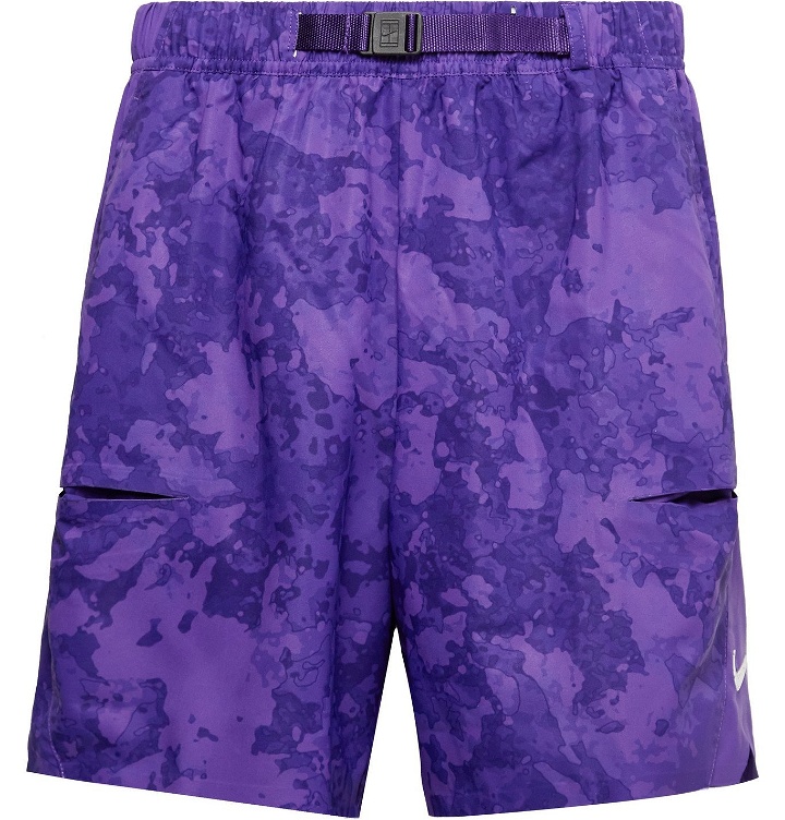 Photo: Nike Tennis - NikeCourt Flex Slam Belted Shell Tennis Shorts - Purple