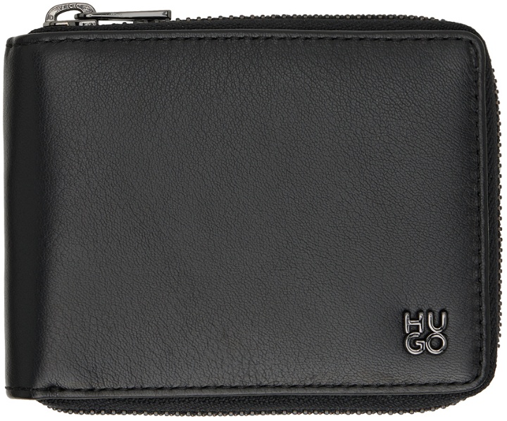 Photo: Hugo Black Matte Leather Ziparound Wallet